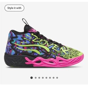 Puma Neon Pink and Green Kids Sneakers
